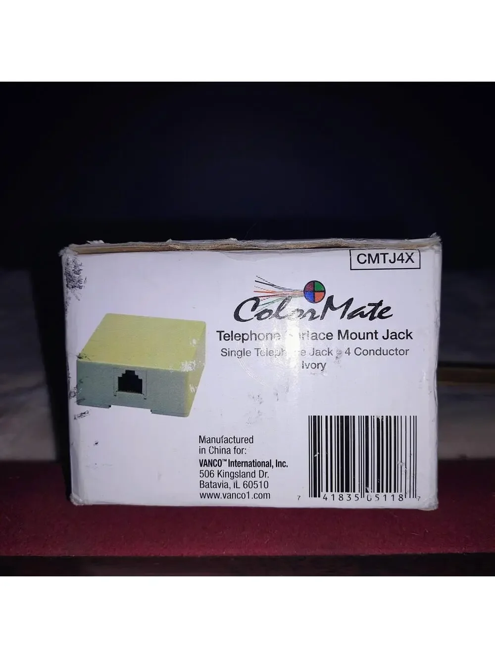 10 Pack of Vanco Surface Jack CMTJ4W Color Mate Phone Jacks Brand New